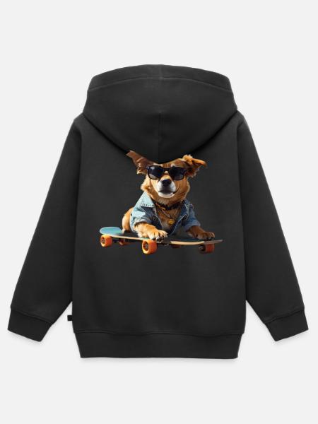 Skate & Chill - Kinder Premium Organic Zip Hoodie - Schwarz
