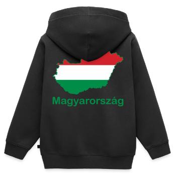 Ungarn - Kinder Premium Organic Zip Hoodie - Schwarz - Hinten - AI Model Kid Male (0cm)