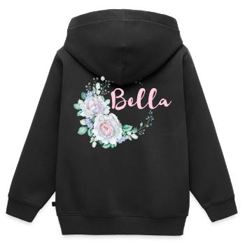 Pour Bella - Sweat Premium à capuche zippé enfant bio - noir - Dos - AI Model Kid Male (0cm)