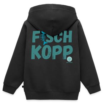 Fischkopp - Kinder Premium Organic Zip Hoodie - Schwarz - Hinten - AI Model Kid Male (0cm)