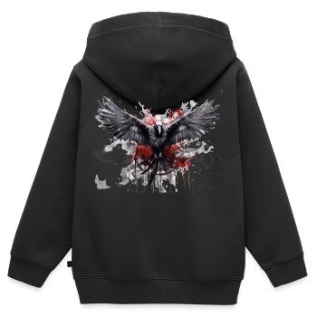 Raven - Kids Premium Organic Zip-up Hoodie - black - Back - AI Model Kid Male (0cm)