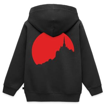 Sonnenuntergang auf dem Mont Saint Michel - Kinder Premium Organic Zip Hoodie - Schwarz - Hinten - AI Model Kid Male (0cm)