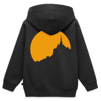 Sonnenuntergang auf dem Mont Saint Michel - Kinder Premium Organic Zip Hoodie - Schwarz - Hinten - AI Model Kid Male (0cm)