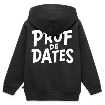 Prof de dates - Sweat Premium à capuche zippé enfant bio - noir - Dos - AI Model Kid Male (0cm)