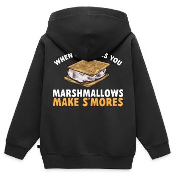 S'more Campfire Marshmallow Camping - Sweat Premium à capuche zippé enfant bio - noir - Dos - AI Model Kid Male (0cm)