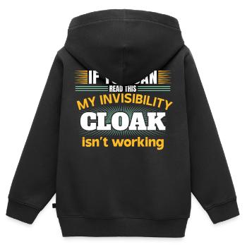 Mon manteau invisible ne fonctionne pas - Sweat Premium à capuche zippé enfant bio - noir - Dos - AI Model Kid Male (0cm)