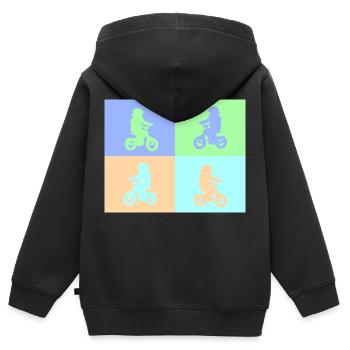 Junior Biker Pop Art pastel - Kinder Premium Organic Zip Hoodie - Schwarz - Hinten - AI Model Kid Male (0cm)