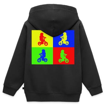 Junior Biker Pop Art Color - Kids Premium Organic Zip-up Hoodie - black - Back - AI Model Kid Male (0cm)