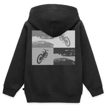 MTB Pop Art grey - Kids Premium Organic Zip-up Hoodie - black - Back - AI Model Kid Male (0cm)