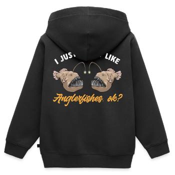 Frogfish Deep Sea Angler Angler Fish - Kids Premium Organic Zip-up Hoodie - black - Back - AI Model Kid Male (0cm)