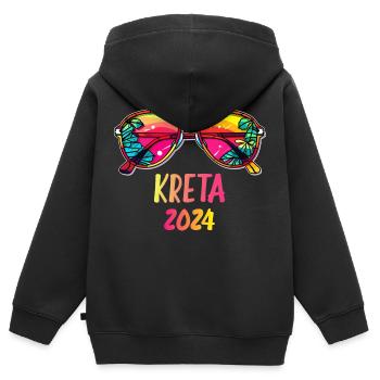 Crète 2024 - Sweat Premium à capuche zippé enfant bio - noir - Dos - AI Model Kid Male (0cm)