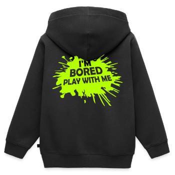 I'm Bored Play With Me I'm Bored Saying - Kids Premium Organic Zip-up Hoodie - black - Back - AI Model Kid Male (0cm)