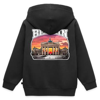 Berlin depuis 1237 (2) - Sweat Premium à capuche zippé enfant bio - noir - Dos - AI Model Kid Male (0cm)