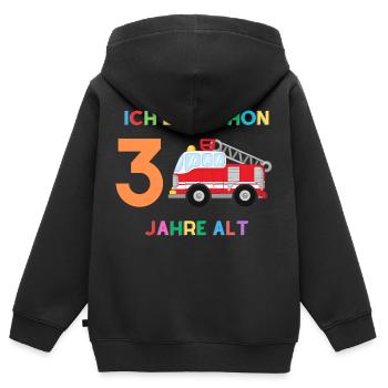 Ich bin 3 Junge, Feuerwehr - Kinder Premium Organic Zip Hoodie - Schwarz - Hinten - AI Model Kid Male (0cm)