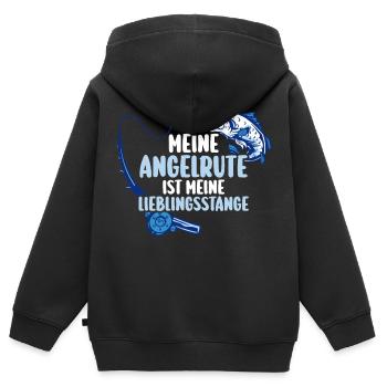 Angler Fischen Angelrute Angeln - Kinder Premium Organic Zip Hoodie - Schwarz - Hinten - AI Model Kid Male (0cm)