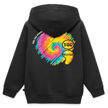 Psychische Gesundheit - Semikolon Psychische Gesundheit - Kinder Premium Organic Zip Hoodie - Schwarz - Hinten - AI Model Kid Male (0cm)