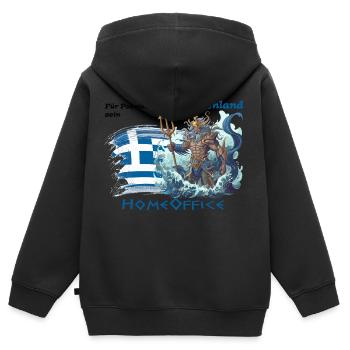 Pour Poséidon, la Grèce est son bureau à domicile - Sweat Premium à capuche zippé enfant bio - noir - Dos - AI Model Kid Male (0cm)