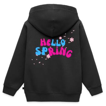 Bonjour le printemps - Sweat Premium à capuche zippé enfant bio - noir - Dos - AI Model Kid Male (0cm)