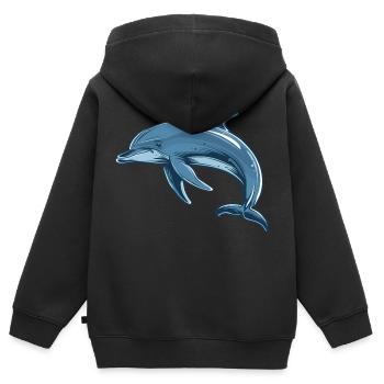 Delfin - Kinder Premium Organic Zip Hoodie - Schwarz - Hinten - AI Model Kid Male (0cm)