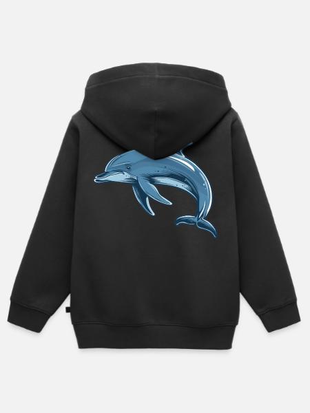 Delfin - Kinder Premium Organic Zip Hoodie - Schwarz
