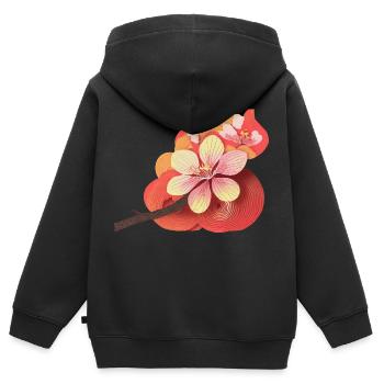 Kirschblüte - Kinder Premium Organic Zip Hoodie - Schwarz - Hinten - AI Model Kid Male (0cm)