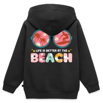 life is better at the beach - Kinder Premium Organic Zip Hoodie - Schwarz - Hinten - AI Model Kid Male (0cm)