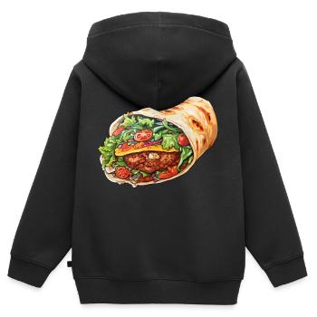 Rouleau de kebab - Sweat Premium à capuche zippé enfant bio - noir - Dos - AI Model Kid Male (0cm)