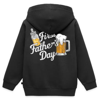 ERSTER VATERTAG - Kinder Premium Organic Zip Hoodie - Schwarz - Hinten - AI Model Kid Male (0cm)