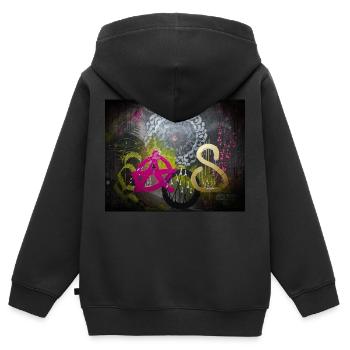 kAo$ - Kinder Premium Organic Zip Hoodie - Schwarz - Hinten - AI Model Kid Male (0cm)