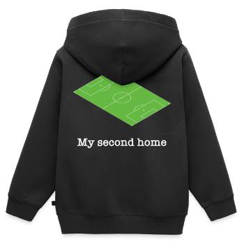Fußball Platz grün lustiger Spruch - Kinder Premium Organic Zip Hoodie - Schwarz - Hinten - AI Model Kid Male (0cm)