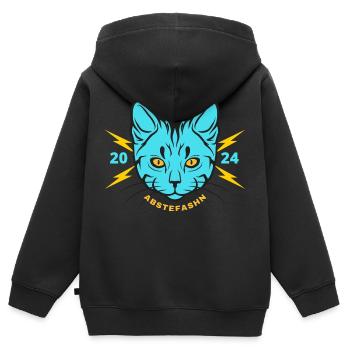Chat de dessin animé - abstefashn - Sweat Premium à capuche zippé enfant bio - noir - Dos - AI Model Kid Male (0cm)