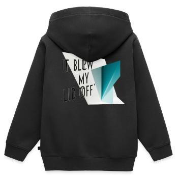 es hat mir den Deckel weggeblasen - Kinder Premium Organic Zip Hoodie - Schwarz - Hinten - AI Model Kid Male (0cm)