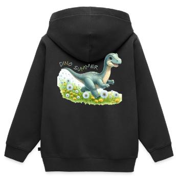 Dino Summer - Brachiosaurus - Kinder Premium Organic Zip Hoodie - Schwarz - Hinten - AI Model Kid Male (0cm)