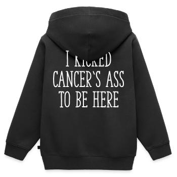 I Kicked Cancer's Ass To Be Here - Kinder Premium Organic Zip Hoodie - Schwarz - Hinten - AI Model Kid Male (0cm)