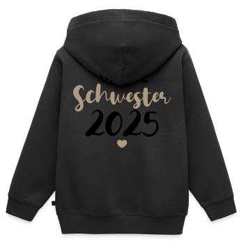 Große Schwester 2025 - Kinder Premium Organic Zip Hoodie - Schwarz - Hinten - AI Model Kid Male (0cm)