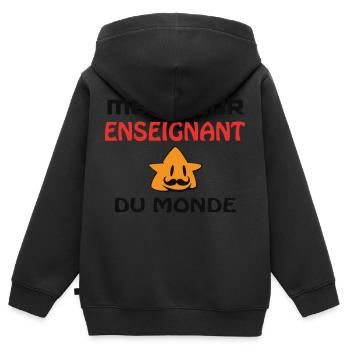 BESTER LEHRER DER WELT - Kinder Premium Organic Zip Hoodie - Schwarz - Hinten - AI Model Kid Male (0cm)