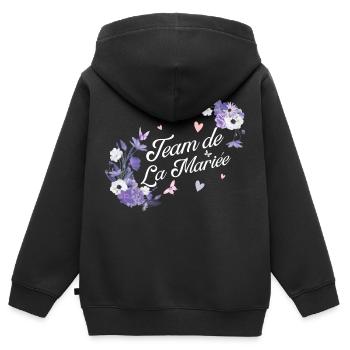 Lila Blumen Braut Team - Kinder Premium Organic Zip Hoodie - Schwarz - Hinten - AI Model Kid Male (0cm)