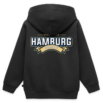 Hambourg - Sweat Premium à capuche zippé enfant bio - noir - Dos - AI Model Kid Male (0cm)
