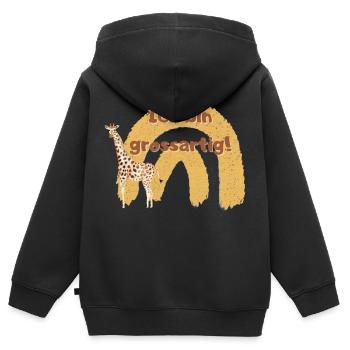 Affirmation für Kinder Giraffe Selbstvertrauen - Kinder Premium Organic Zip Hoodie - Schwarz - Hinten - AI Model Kid Male (0cm)
