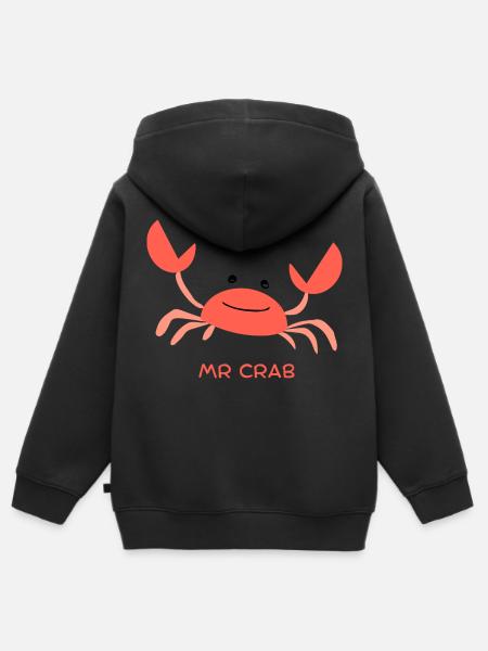 Mr Crab - Kinder Premium Organic Zip Hoodie - Schwarz