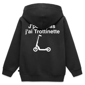 J peux pas j ai trottinette - Sweat Premium à capuche zippé enfant bio - noir - Dos - AI Model Kid Male (0cm)