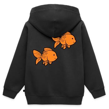 Poisson Poisson Rouge - Sweat Premium à capuche zippé enfant bio - noir - Dos - AI Model Kid Male (0cm)