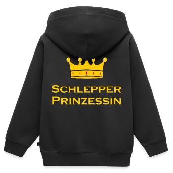 Schlepper Prinzessin – Krönendes Design - Kinder Premium Organic Zip Hoodie - Schwarz - Hinten - AI Model Kid Male (0cm)