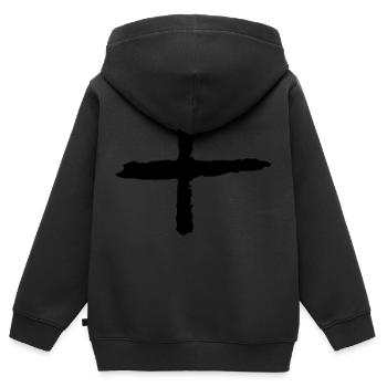 plus - Kinder Premium Organic Zip Hoodie - Schwarz - Hinten - AI Model Kid Male (0cm)