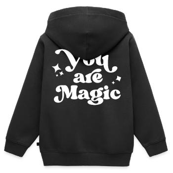 Du bist magisch Motivation Zitate - Kinder Premium Organic Zip Hoodie - Schwarz - Hinten - AI Model Kid Male (0cm)