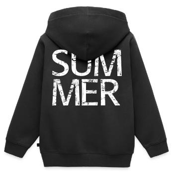 Summer - Kinder Premium Organic Zip Hoodie - Schwarz - Hinten - AI Model Kid Male (0cm)
