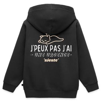 Ich kann nicht, ich habe einen 'Nickerchen'-Notfall - Kinder Premium Organic Zip Hoodie - Schwarz - Hinten - AI Model Kid Male (0cm)