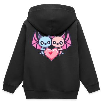 Fledermaus Paar Liebe Valentinstag - Kinder Premium Organic Zip Hoodie - Schwarz - Hinten - AI Model Kid Male (0cm)
