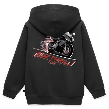 SURFEZ SUR LE FRISSON - Sweat Premium à capuche zippé enfant bio - noir - Dos - AI Model Kid Male (0cm)