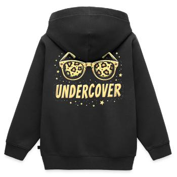 Lunettes de soleil drôles et costume de discours infiltré - Sweat Premium à capuche zippé enfant bio - noir - Dos - AI Model Kid Male (0cm)